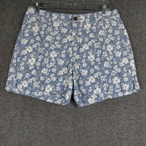 OLD NAVY WOMENS BLUE WHITE FLORAL BOHO VACATION LINEN BLEND EVERYDAY SHORTS SZ 6